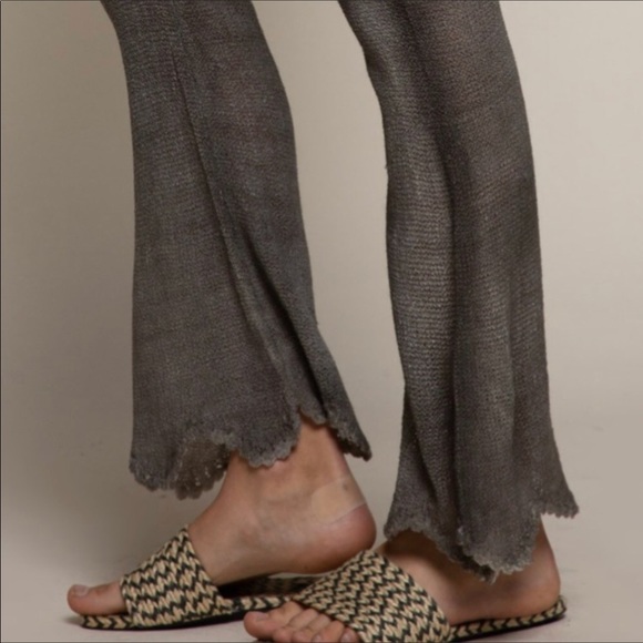 Boho Lightweight Mesh Scalloped Hem Lounge Pants - Picture 3 of 6